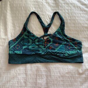 PRANA Teal Pattern Reversible Sports Bra